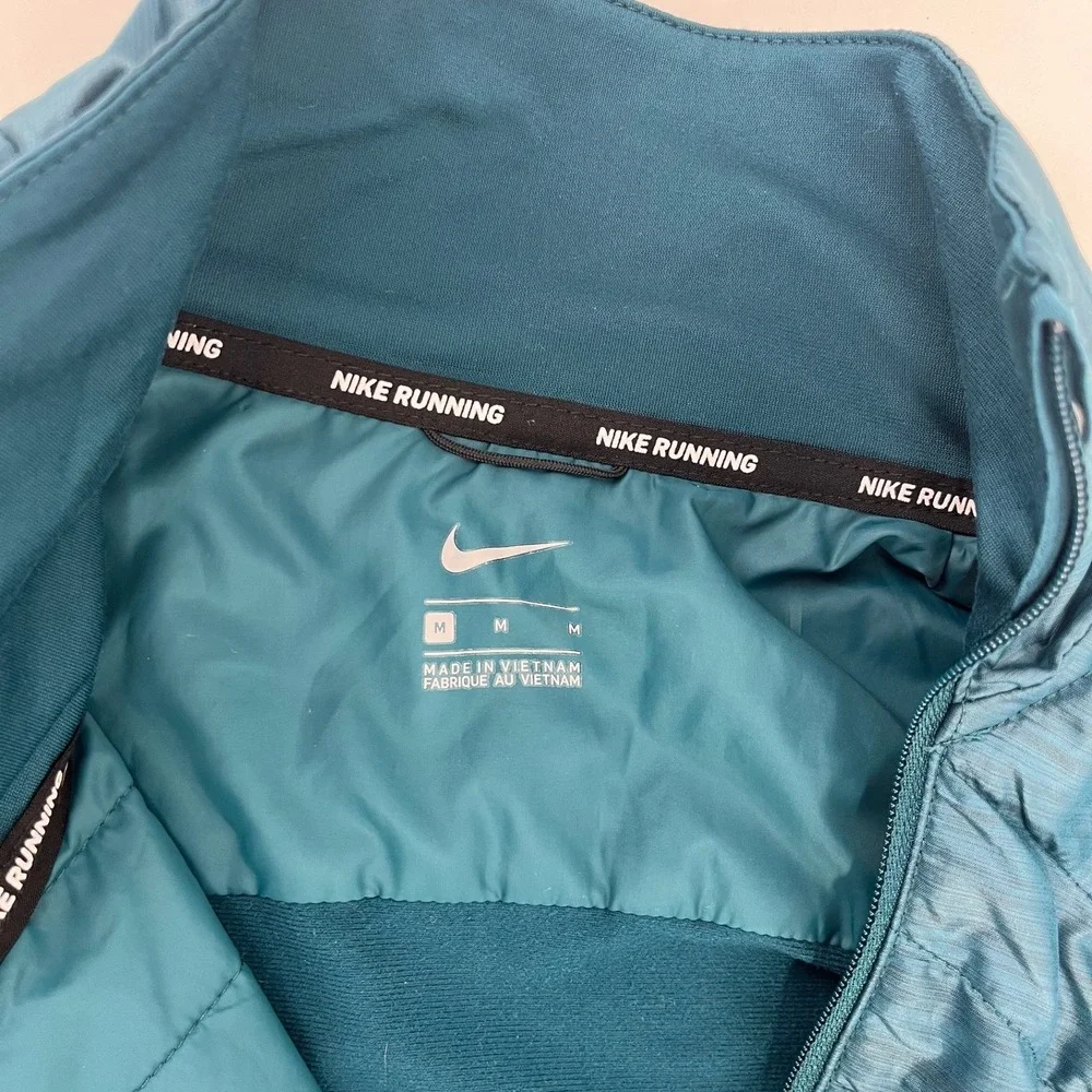 Nike Essential Quilted Running Aerolayer Mock Neck Vest Teal Blue Women Medium - Picture 3 of 6